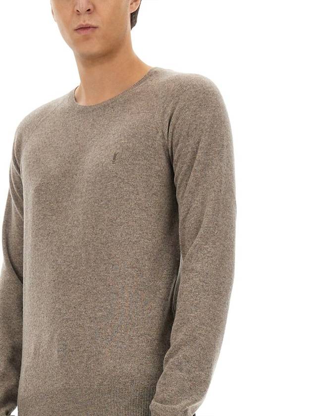 Cassandre crew neck long sleeve knit top beige - SAINT LAURENT - BALAAN 5