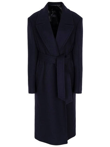 Navy Belted Wool Cashmere Coat 2M151403F 07MR - CELINE - BALAAN 1