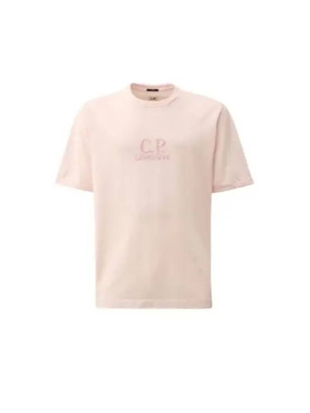 Tacting Piquet Logo Short Sleeve T-Shirt Pink - CP COMPANY - BALAAN 2