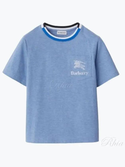 Kids EKD Embroidered Short Sleeve T-Shirt Light Blue Melange - BURBERRY - BALAAN 2