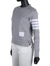 Engineered 4 Bar Stripe Loopback Jersey Knit Crewneck Sweatshirt Light Grey - THOM BROWNE - BALAAN 2