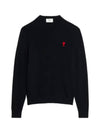 Heart Logo Patch Knit Top Black - AMI - BALAAN 2