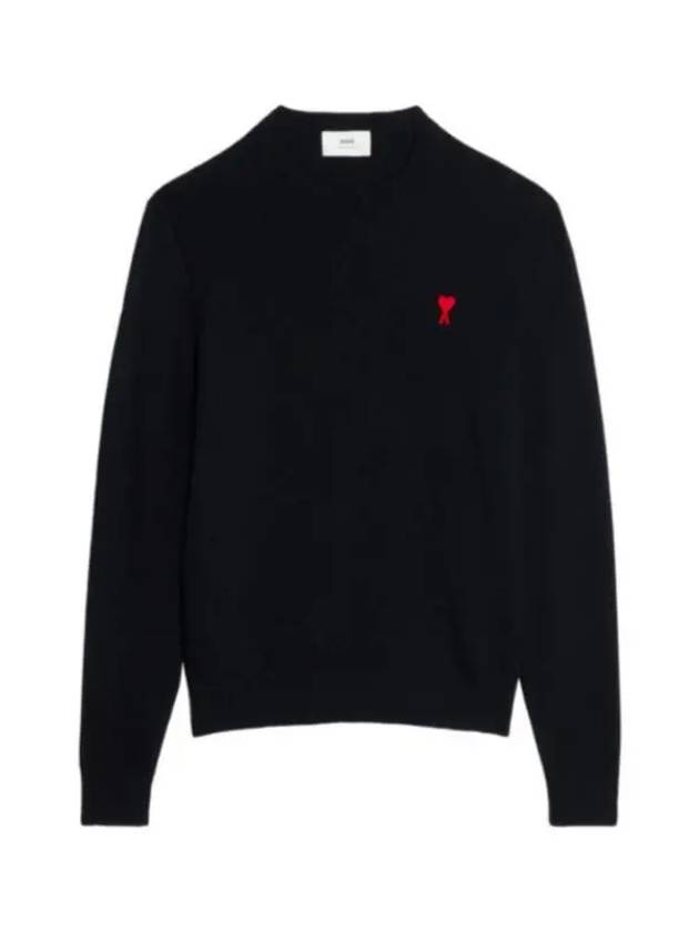 Heart Logo Patch Knit Top Black - AMI - BALAAN 2