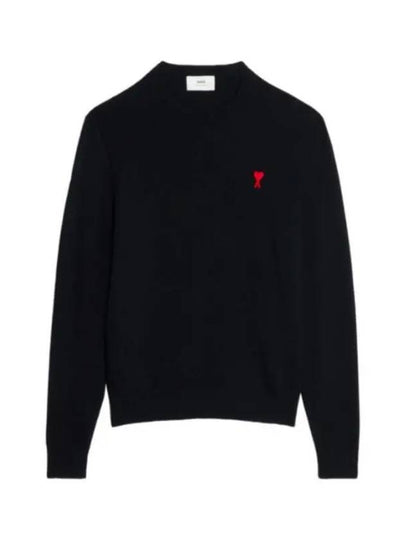 Heart Logo Patch Knit Top Black - AMI - BALAAN 2