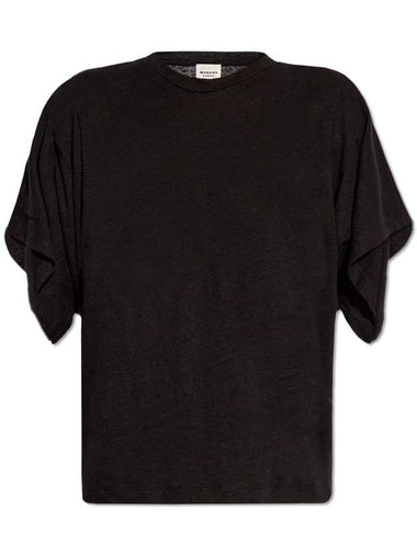 Marant Etoile ‘Kyanza’ Linen T-shirt, Women's, Black - ISABEL MARANT ETOILE - BALAAN 1