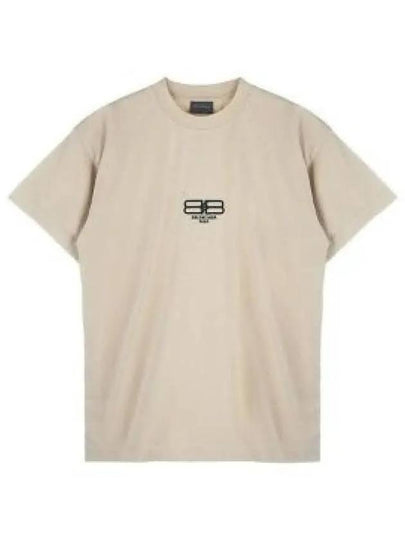 Embroidered BB Logo Short Sleeve T-Shirt Beige - BALENCIAGA - BALAAN 2