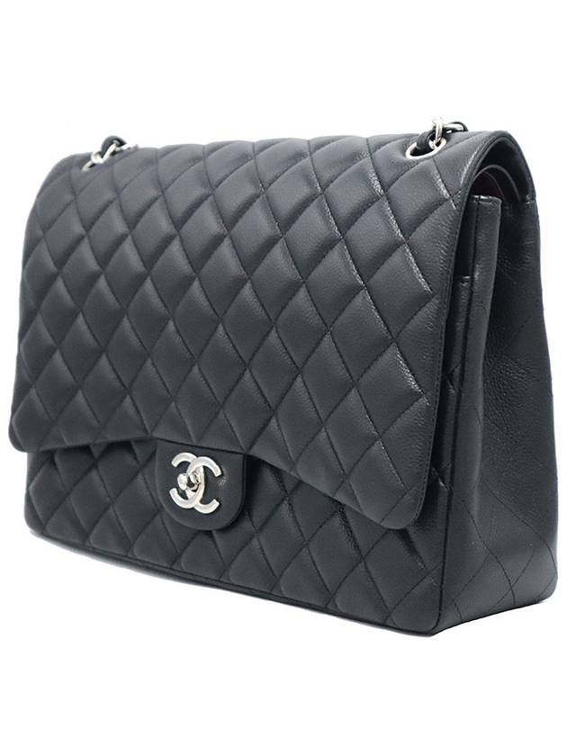 Chanel A58601 Black Caviar Silver Chain Classic Maxi Two Flap Shoulder Bag 14th - CHANEL - BALAAN 3