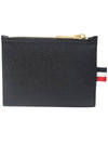 Pebble Grain Three Stripe Tab Small Coin Wallet Black - THOM BROWNE - BALAAN 4