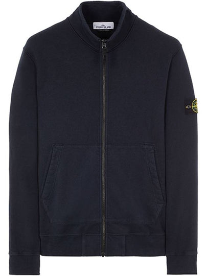 Garment Dyed Cotton Fleece Zip Up Jacket Navy - STONE ISLAND - BALAAN 2