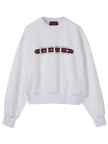 Print Cotton Jersey Sweatshirt White - GUCCI - BALAAN 1