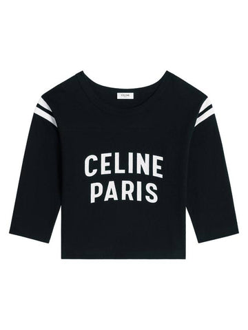 Paris 16 Crackle Effect Boxy Short Sleeve T-Shirt Black - CELINE - BALAAN 1