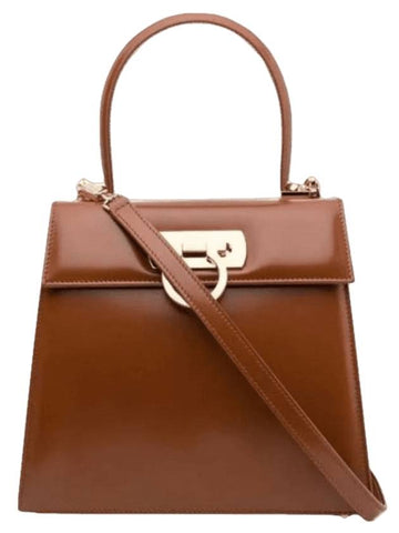 Iconic Calfskin Tote Bag Brown - SALVATORE FERRAGAMO - BALAAN 1