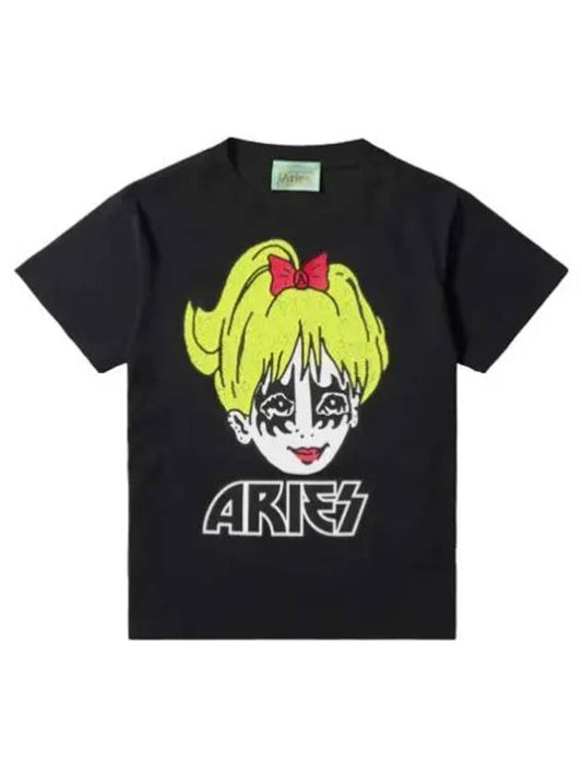 Aries Kiss T Shirt Baby Black Short Sleeve Tee - ARIES - BALAAN 1