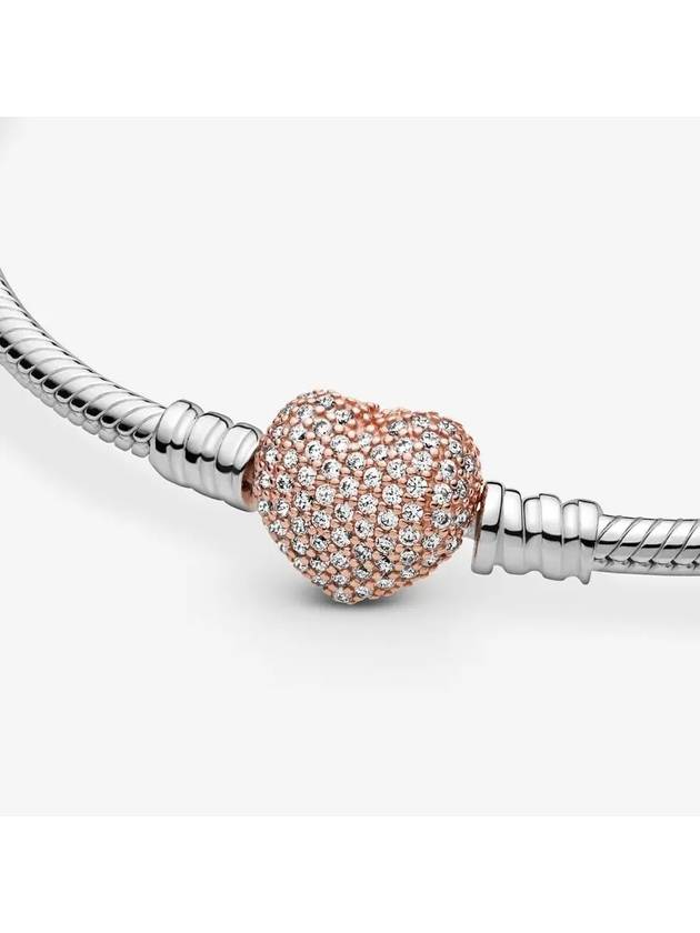 Rose Moments Pave Heart Clasp Bracelet Silver - PANDORA - BALAAN 5