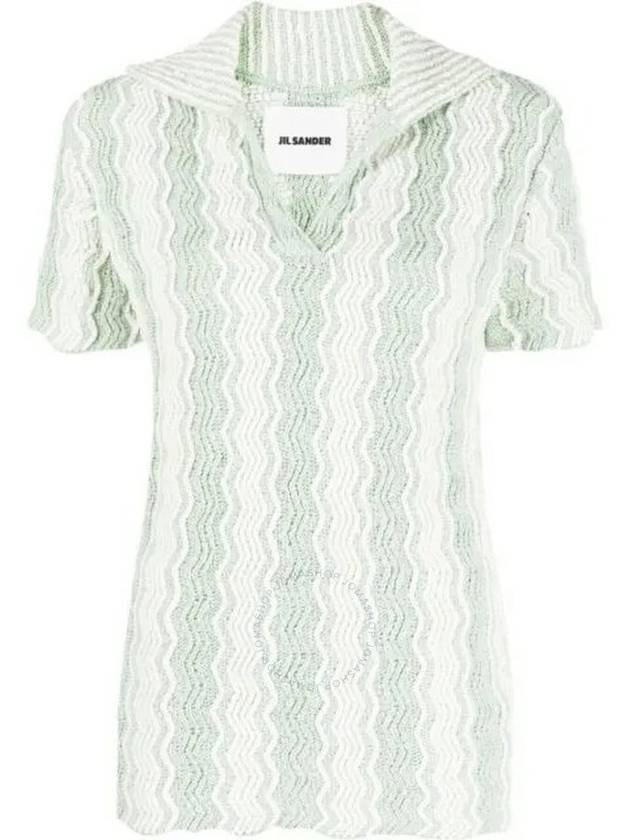 Jil Sander Ladies Acid Green Cotton-Blend Knit Polo Top, Brand Size 34 (US Size 4) - JIL SANDER - BALAAN 1