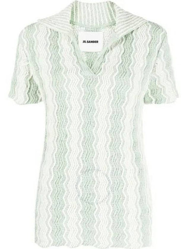 Jil Sander Ladies Acid Green Cotton-Blend Knit Polo Top, Brand Size 34 (US Size 4) - JIL SANDER - BALAAN 1