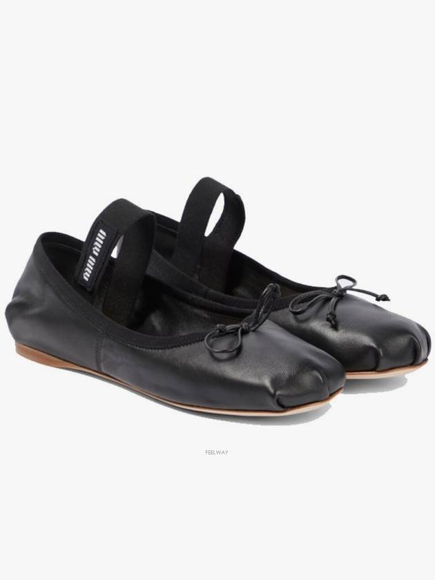 Women's Logo Leather Ballerinas Black - MIU MIU - BALAAN 2