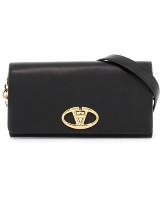 Women's V Logo Bold Edition Strap Wallet Shoulder Bag Black - VALENTINO - BALAAN 1