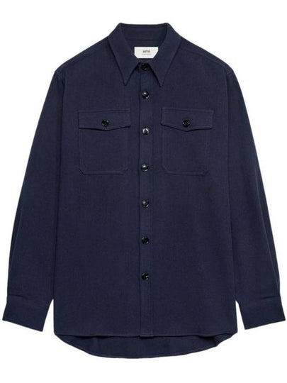 Chest Pocket Long Sleeve Shirt Navy - AMI - BALAAN 2