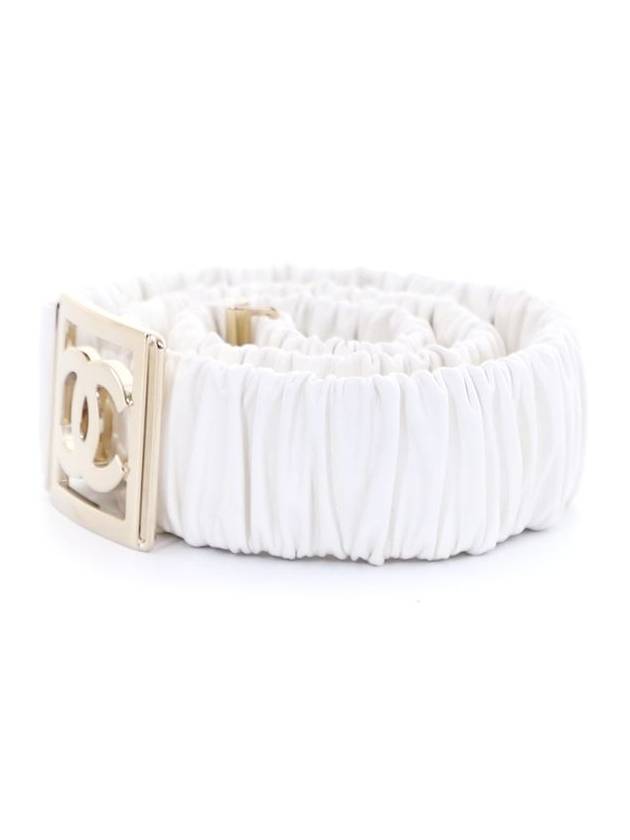 Chanel AA8782 White Banding Lambskin Gold CC Women s Belt - CHANEL - BALAAN 4