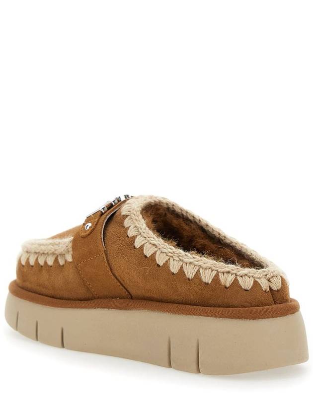 'Bounce' Beige Mules With Logo Lettering And Open Rear In Leather Woman - MOU - BALAAN 4