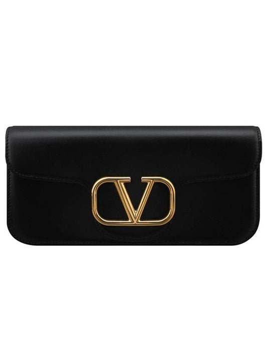 V Logo Leather Cross Tote Bag Black - VALENTINO - BALAAN 2