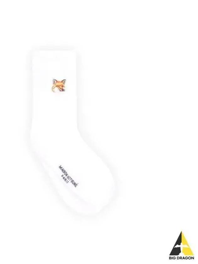 Tonal Fox Head Socks White Light Green KU06407KT0010 - MAISON KITSUNE - BALAAN 1