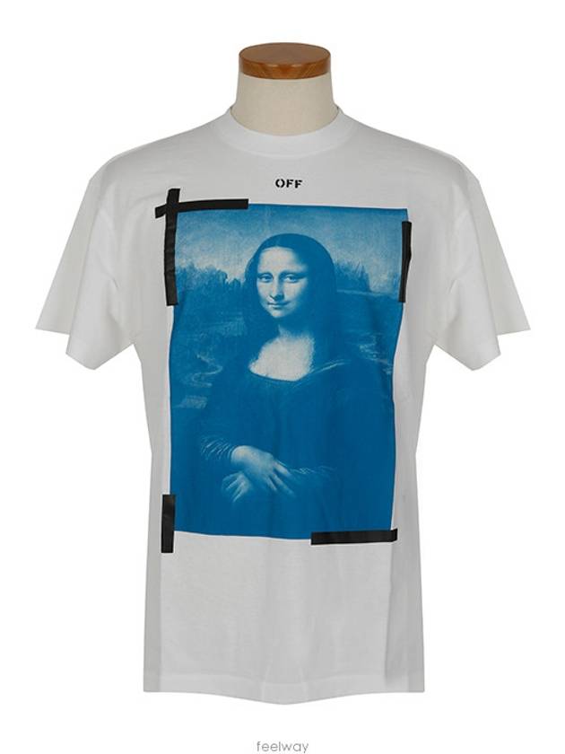 Mona Lisa Print Round Short Sleeve T-Shirt - OFF WHITE - BALAAN 5