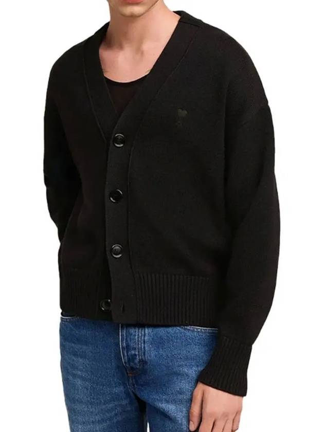 De Coeur Wool Cardigan Black - AMI - BALAAN 3