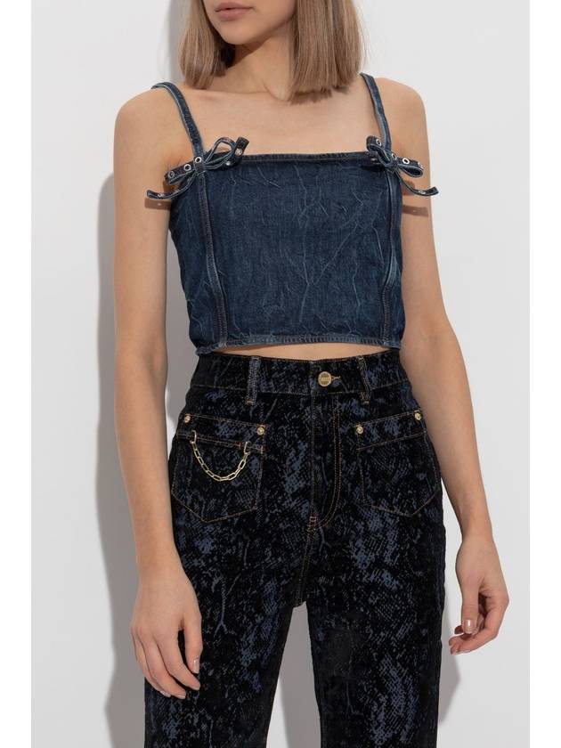 Ganni Denim Top With Straps, Women's, Navy Blue - GANNI - BALAAN 3