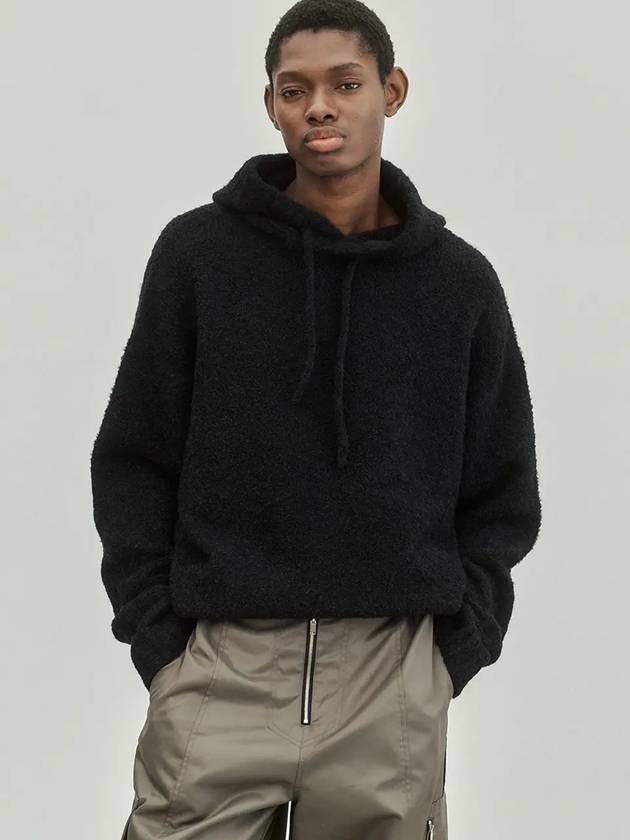 Boucle Hoodie Overfit Sweater Black - NOIRER - BALAAN 3