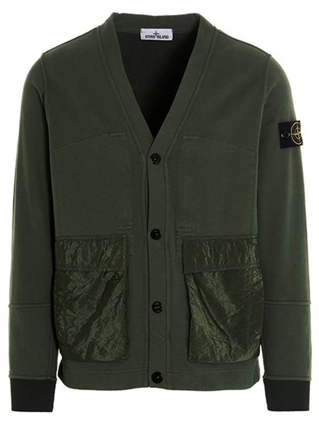 Brushed Fleece Pocket Cardigan Green - STONE ISLAND - BALAAN 1