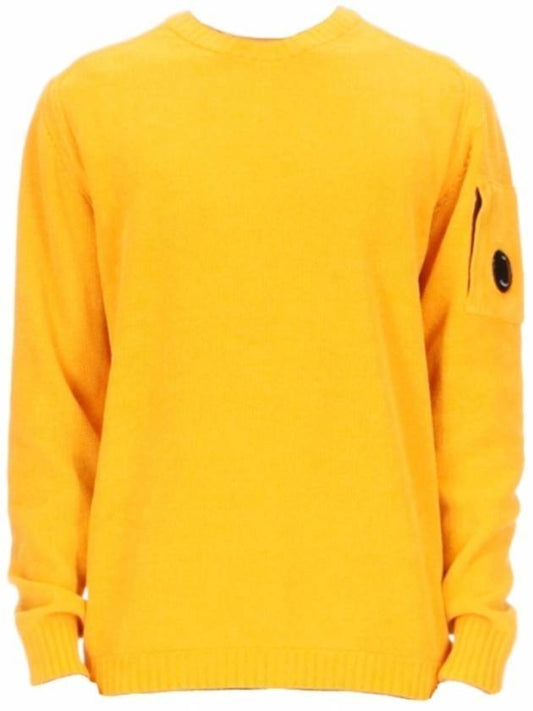 Men's Lens Wappen Cotton Knit Top Yellow - CP COMPANY - BALAAN.