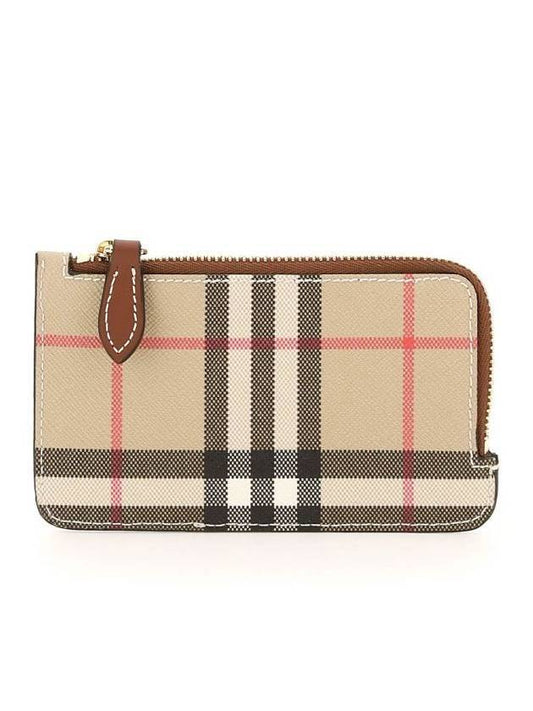 Vintage Check Leather Zipped Card Wallet - BURBERRY - BALAAN.