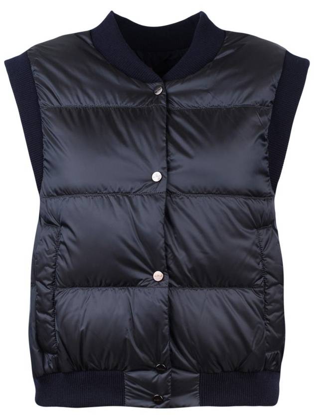 Max Mara Midnight Blue Drip-Proof Technical Canvas Crop Vest - MAX MARA - BALAAN 1