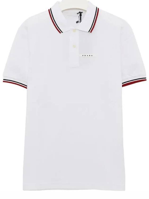 Logo Patch Polo Shirt White - PRADA - BALAAN 1