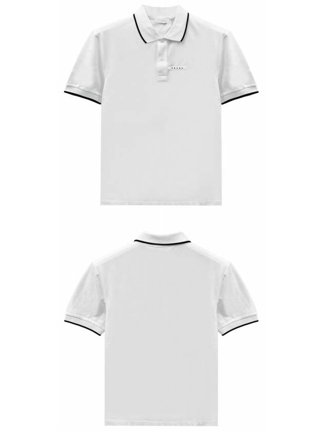 Logo Patch Polo Shirt White - PRADA - BALAAN 5