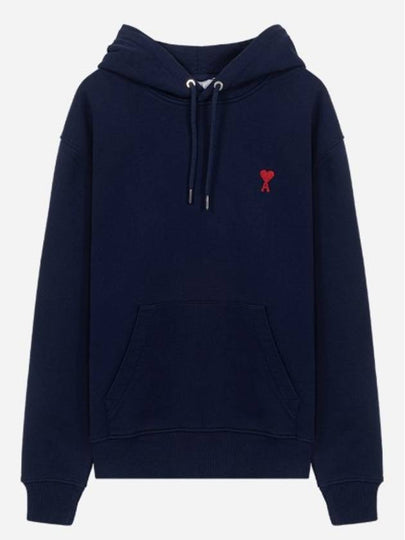 Small Heart Logo Cotton Hoodie Blue - AMI - BALAAN 2