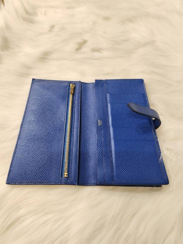 Women s Bean Long Wallet Blue U Engraving Condition A - HERMES - BALAAN 10