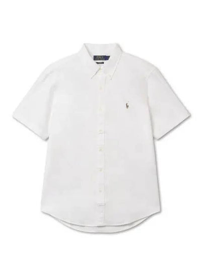 Custom Fit Oxford Short Sleeve Shirt White - POLO RALPH LAUREN - BALAAN 2