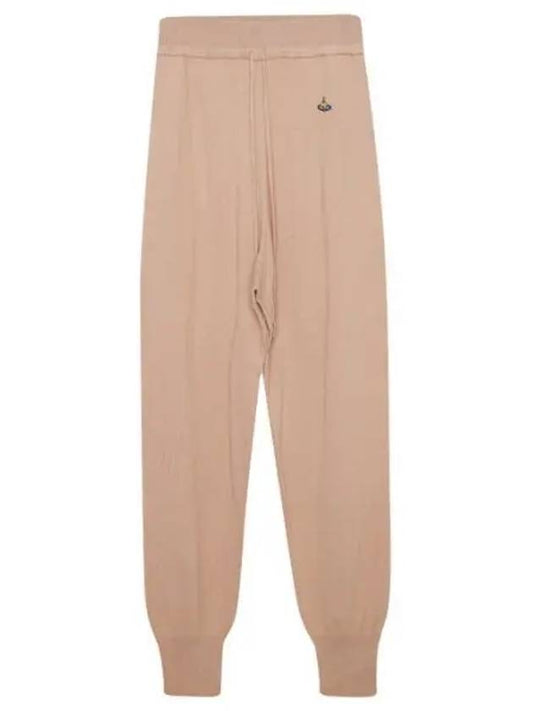 Women's Embroidered Logo Cashmere Blend Track Pants Dark Beige - VIVIENNE WESTWOOD - BALAAN 2