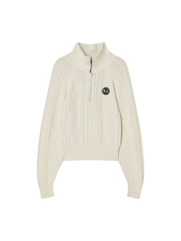 Cable Half Zip-Up Sweater Ivory - THE GREEN LAB - BALAAN 2