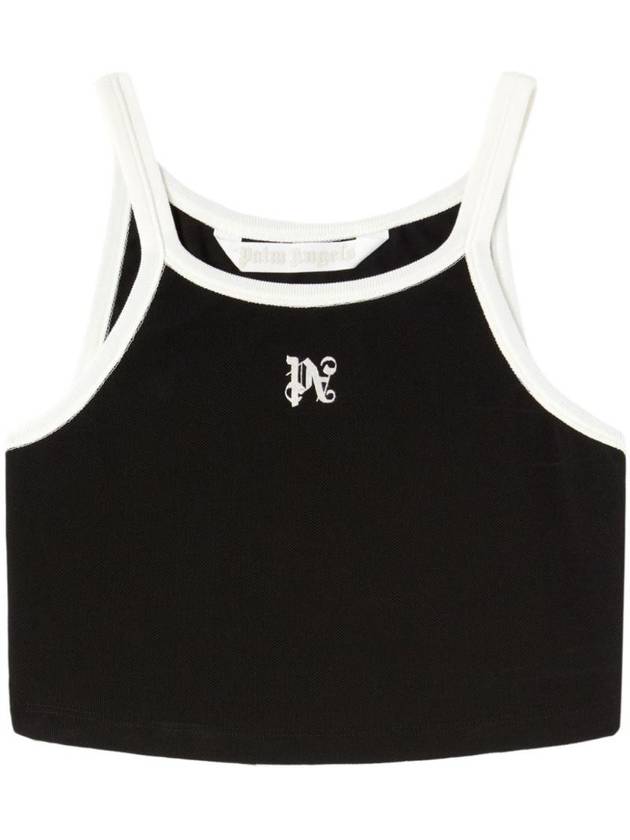 PA Monogram Crop Tank Top PWAD060S24FAB0011003 - PALM ANGELS - BALAAN 1