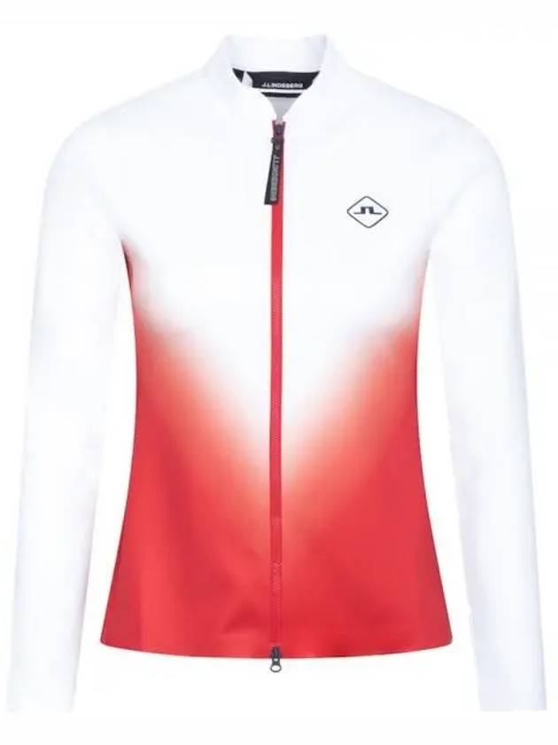 Halo Full Zip Mid Layer Zip Up Jacket White Red - J.LINDEBERG - BALAAN 2