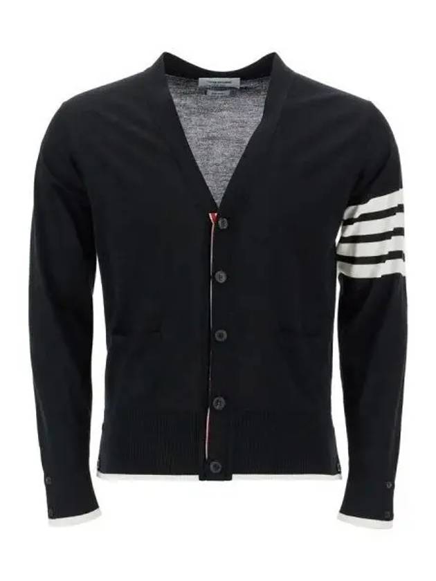 Wool 4-Bar Cardigan Black - THOM BROWNE - BALAAN 2