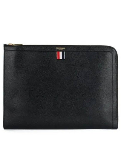 Three Stripes Tab Pebble Document Folio Clutch Bag Black - THOM BROWNE - BALAAN 2