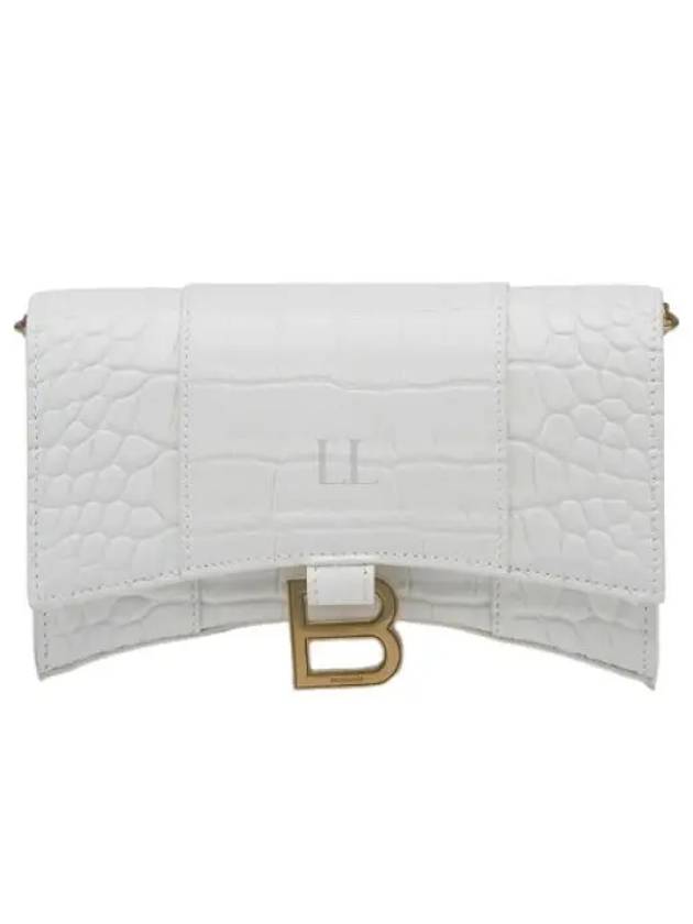 Hourglass Chain Crocodile Embossed Calfskin Medium Wallet White - BALENCIAGA - BALAAN 2