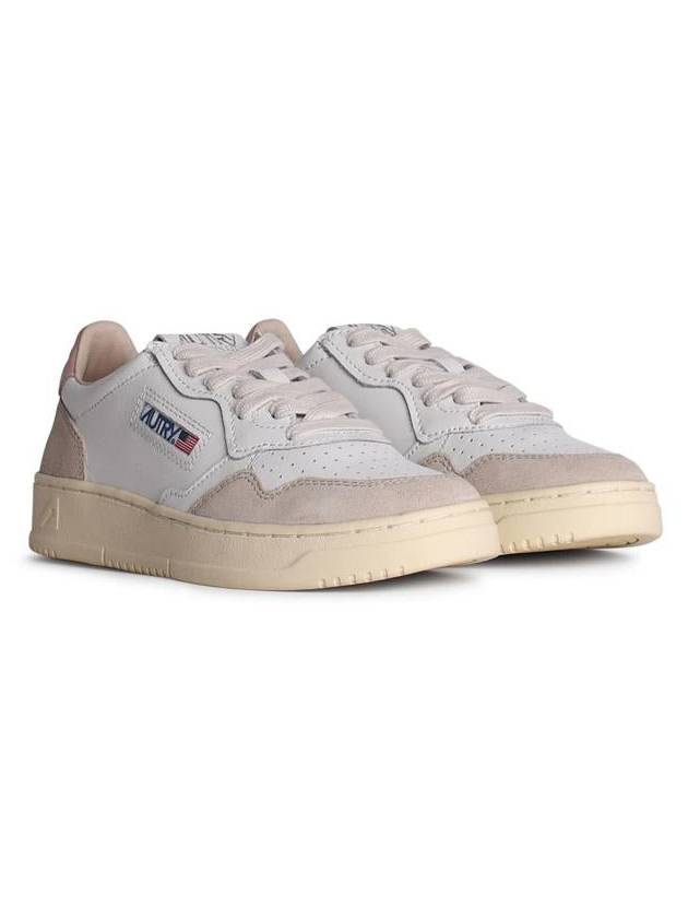 Medalist Leather Suede Low Top Sneakers White Pink - AUTRY - BALAAN 3