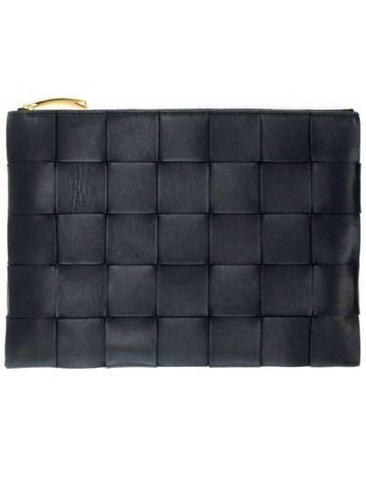 Cassette Intrecciato Medium Clutch Bag Black - BOTTEGA VENETA - BALAAN 2