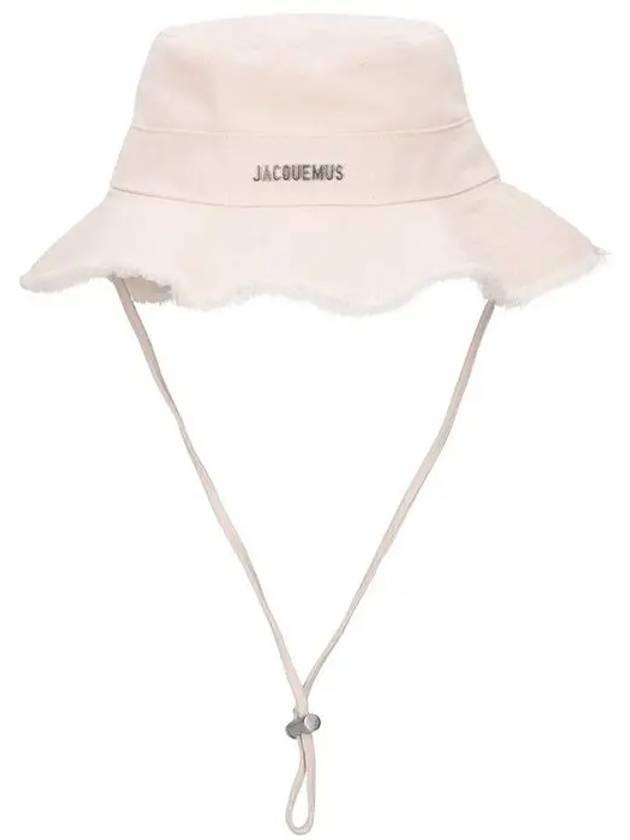 Jacquemus Canvas Upper Metal Logo Le Bob Artichoke Bucket Hat White - JACQUEMUS - BALAAN 1